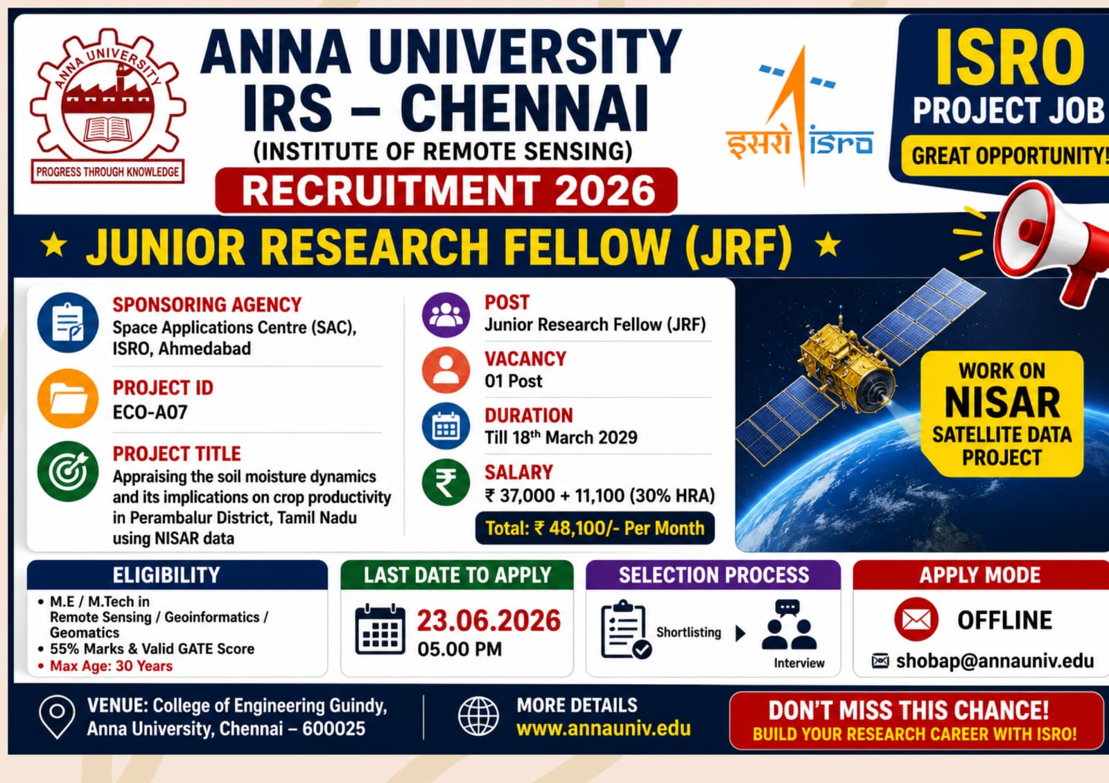 Anna University IRS Recruitment 2026